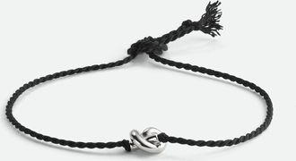 Bottega Veneta Friendship Bracelet - Black - Unisex - L - 50% Silk & 50% Sterling Silver