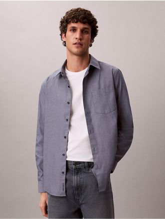 Calvin Klein Mens Washed Poplin Classic Button-Down Shirt - Medium Blue - 2XL