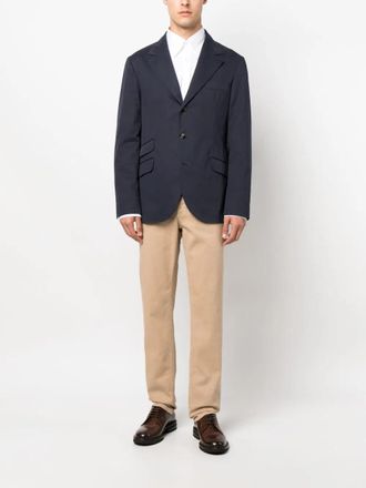 Brunello Cucinelli Straight Leg Cotton Blend Trousers - Brown