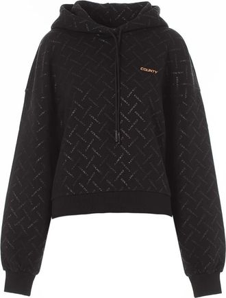 Marcelo Burlon Fleece Sweatshirt - Dames - Hoodies - Zwart - L - Katoen - Hoodies & sweatvesten