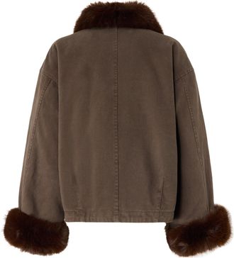 Pinko Padded Caban with Fur Collar & Cuffs Jacket - Brown