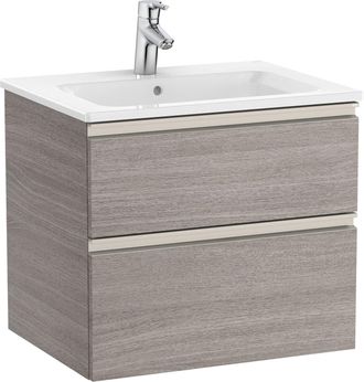 Roca Pack Unik Mueble Base De Dos Cajones + Lavabo Central The Gap Roca Color: Roble City Texturizado - Medidas: 605x460x537 Mm