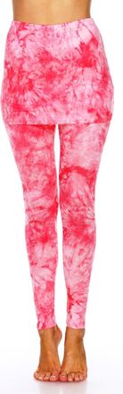 White Mark Tie Dye Skirted Leggings In Red