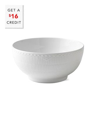 ROYAL COPENHAGEN White Fluted Half Lace Bowlwith $16 Credit