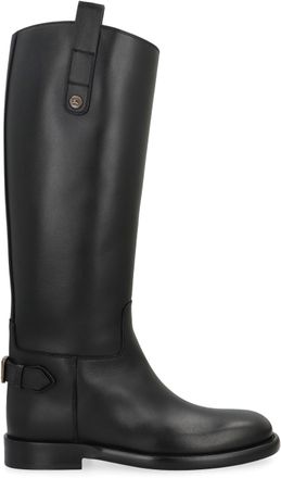 Burberry Womens Cavalier Leather Boots Black Calfskin
