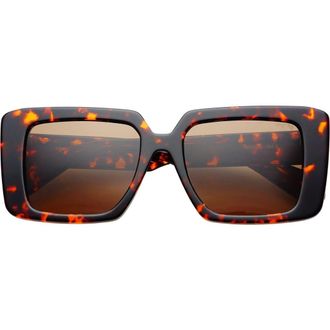 Freyrs Eyewear Camilla Rectangular Sunglasses in Brown Tortoise at Nordstrom