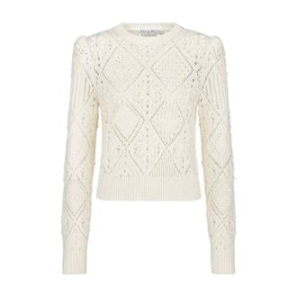 Dior Truien & Vesten, Dames, Beige, 2Xs, Katoen, Opengebreide Katoenen Trui