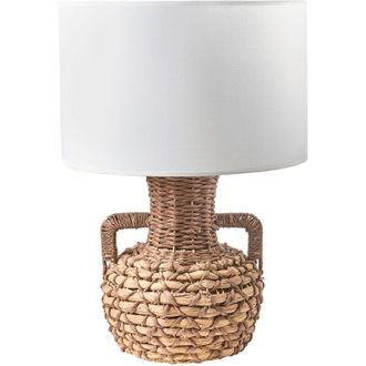 Beliani Lampada da tavolo in corda di carta intrecciata Luce da comodino fatta a mano Boho naturale Renard