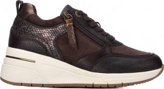Refresh Womens Casual Wedge Sneakers In Brown