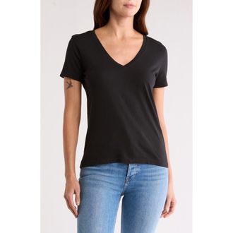 Madewell Softfade V-Neck Tee in True Black at Nordstrom Rack, Size X-Small