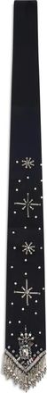 Pinko Pinko, Accessoires, Dames, Zwart, ONE Size, Leer, Dasspeld met franjes en kralen