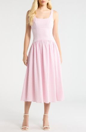 ASTR the Label Cara Gingham Dress in Pink Gingham at Nordstrom, Size X-Small