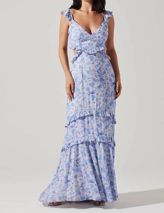 Astr Cassis Maxi Dress In Blue Floral