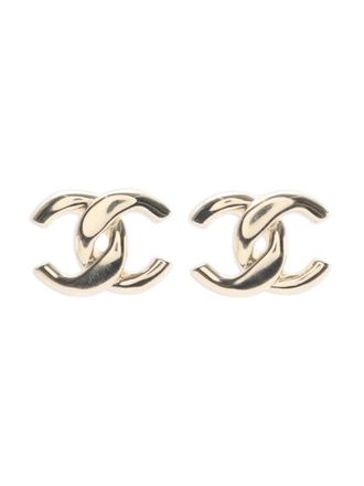 Chanel 2025 CC Gold Plated Push Back Earrings costume earrings - Oro