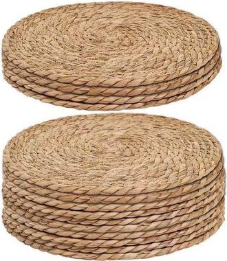 No Brand Piezas Manteles Individuales Redondos Tejidos, Manteles Individuales Naturales, Manteles Individuales De Rat&aacute;n De 30 Cm - Posavasos - Resistente Al Ca