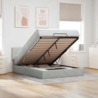 vidaXL Estructura Cama Otomana Colch&oacute;n Terciopelo Gris Claro 140x190cm Vidaxl
