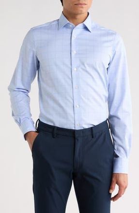 Emanuel Berg Traveller Plaid Modern Fit Dress Shirt in Bright Blue at Nordstrom Rack, Size 38