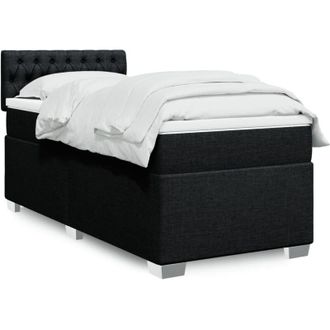 vidaXL Cama Box Spring Con Colch&oacute;n Tela Negro 80x200 Cm Vidaxl