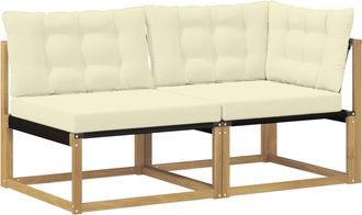 vidaXL Conjunto De Sof&aacute;s De Exterior 2 Plaza Madera De Acacia S&oacute;lida Vidaxl