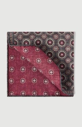 Brunello Cucinelli Silk pocket square with medallion design in Anthracite at Nordstrom