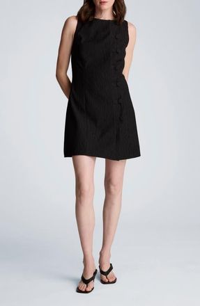 Kenneth Cole Texture Button Front Sleeveless Sheath Dress in Black at Nordstrom, Size 12