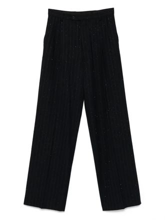 Sandro pinstripe metallic trousers - women - RWS Wool - 38 - Blue