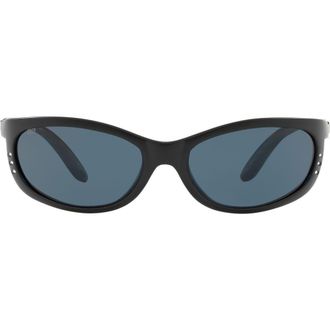 Costa 61mm Polarized Wraparound Sunglasses in Matte Black at Nordstrom