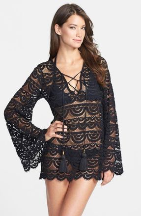 PQ Swim Noah Bell Sleeve Cover-Up in Black at Nordstrom, Size X-Small