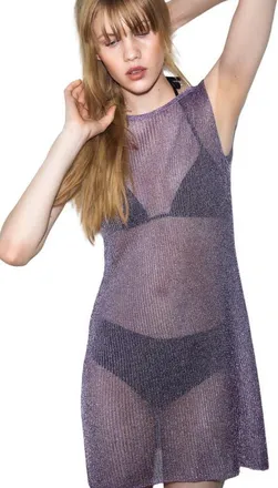 H&M Shimmery Rib-knit Dress in Dusty Purple at Nordstrom, Size X-Small