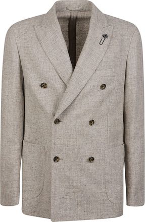 Lardini Roma Double-Breasted Wide-Lapel Wool Jacket