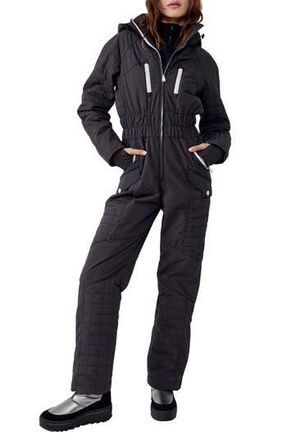Free People All Prepped Quilted Waterproof Snowsuit with Removable Hood in Black at Nordstrom Rack, Size X-Large