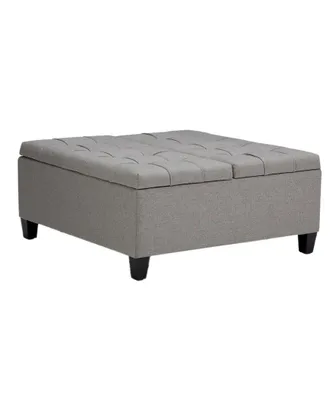 Simpli Home Harrison 36In Transitional Square Coffee Table Storage Ottoman