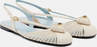 Valentino Garavani Coeur Royal leather slingback flats