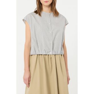 Max Mara Gelatina Stripe Top in Navy at Nordstrom, Size 16