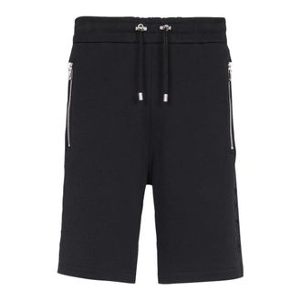 Balmain Casual Shorts, male, Black, Size: M Embossed Bermuda Shorts