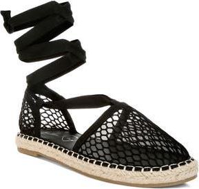 London Rag Sonara Ankle Wrap Espadrille Flat in Black at Nordstrom Rack, Size 5