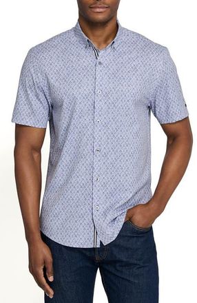 Brooklyn Brigade Prospect Shell Short Sleeve Button Down Performance Shirt in Dusty Blue at Nordstrom, Size Xx-Large