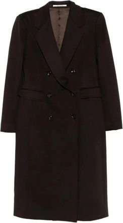 Tagliatore Meryl Double-Breasted Jas - Dames - Mantel - Bruin - S - Wol - Jassen