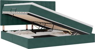 vidaXL Cama Con Almacenamiento Y Colch&oacute;n Verde Oscuro 200 X 200 Cm Vidaxl
