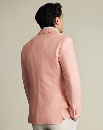 CHARLES TYRWHITT Linen Cotton Jacket - Peach Size 48R by Charles Tyrwhitt
