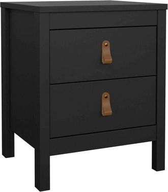 Dmora Dmora - Mesa De Noche Fred, C&oacute;moda Baja, Mesilla De Noche, Estante De La Cama, 44x38 H54 Cm, Negro