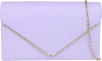 Girly HandBags Womens Metallic Frame Faux Leather Clutch Bag (Lilac)