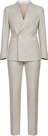 Tagliatore Double-Breasted Suit Set - Heren - Business pakken - Beige - L - Wol - Kostuums