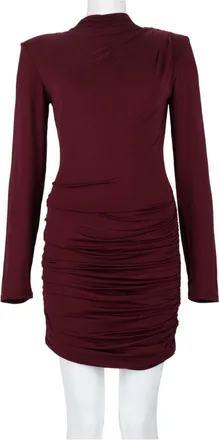 Rotate Burgundy Draped Mini Dress With Textured Silhouette