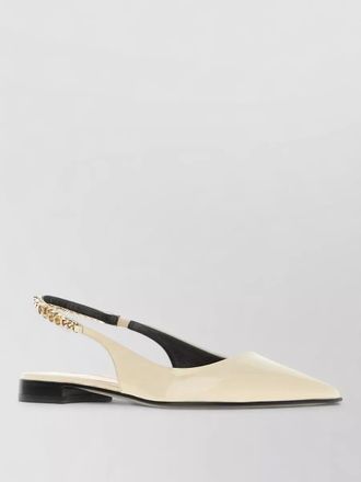 Gucci leather ballerina slingback shoes chain detail