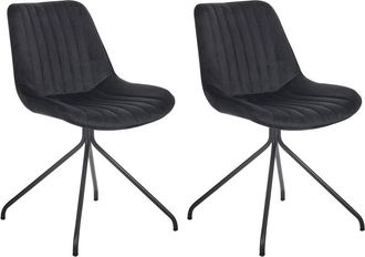 Beliani Set of 2 Dining Chairs NAVASOTA Velvet Black