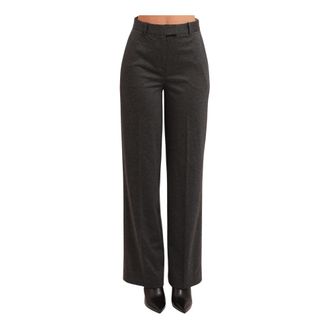 Yes-Zee Broek met Hoge Taille - Dames - Wijde Broeken - Bruin - S - Polyester - Broeken
