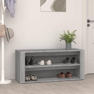 vidaXL Mueble Zapatero Madera Contrachapada Gris Hormig&oacute;n 100x35x45 Cm Vidaxl