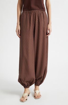 Poss&eacute; Evie Polka Dot Mid Rise Balloon Pants in Chocolate Vanilla at Nordstrom, Size Xx-Large