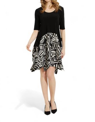 Joseph Ribkoff 3/4 Sleeve Dress In Black/moonstone